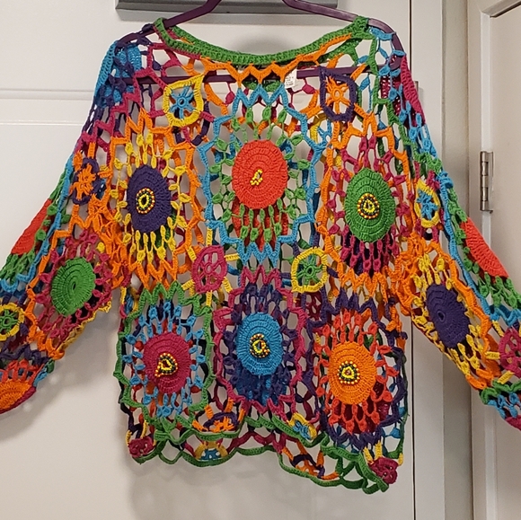 Vintage Crochet Top 1990s one size fits most - Picture 4 of 6